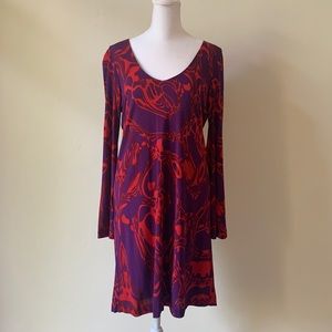 Nicole Miller Studio Dress. Never worn. Size M. Purple and Red Jersey Pr…